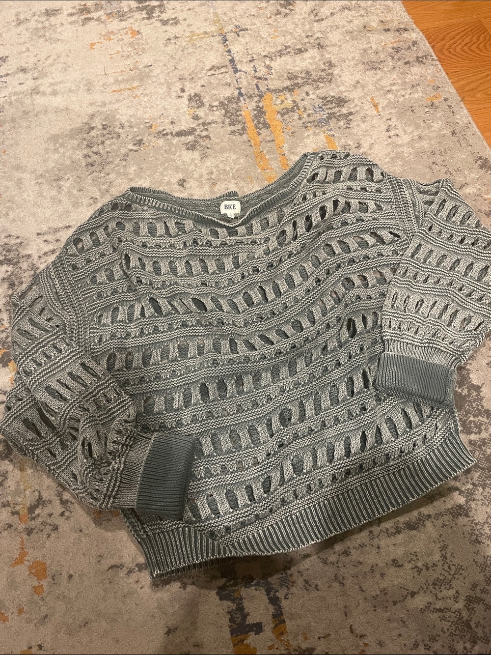 BKE Open-Weave Scoop Neck Sweater in Sage